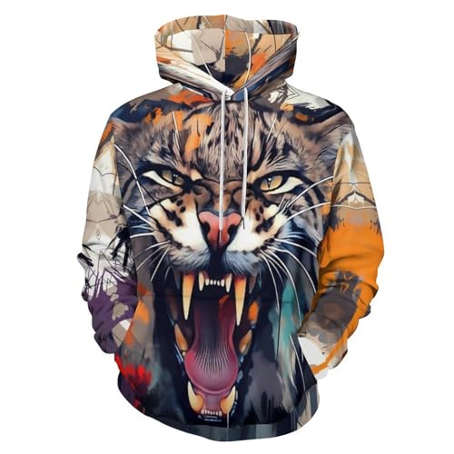 Sweat à capuche homme chat sauvage pull de course idéal pour le jogging et le quotidien urbain