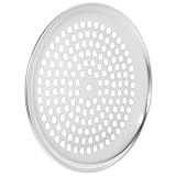 FRCOLOR Runde Haushalts Pizzapfanne aus Edelstahl mit Perforiertem Pizzablech für Knusprige Pizza Backform mit Leichtem Lösen und Hochglanzoberfläche für Ofen