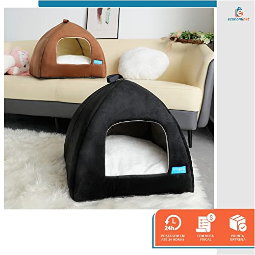 Cama Casa Toca Iglu Tenda Caminha Cabana para Cachorros e Gatos Pet 47cmx45cm - Duke & Dixie (Marrom