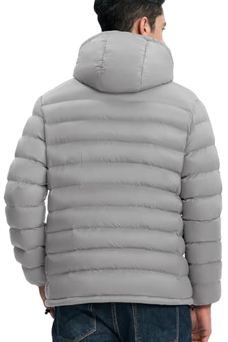 Image of Gopune Men's Lightweight Puffer Jacket Detachable Hooded Water Resistant Puffy Winter Down Jackets for Snow Ski Travel