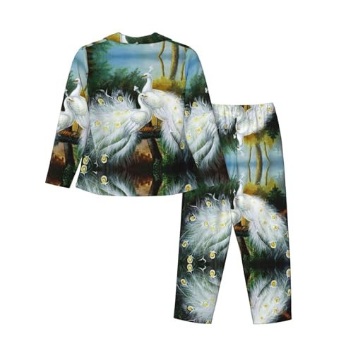 Pyjama 2 pièces paon blanc fini les nuits inconfortables