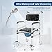 Eosprim Rolling Shower Chair with Handles Arms, Bedside Commode Chair with Wheel, Wheelchair for Elderly Disable,Heavy Duty Raised Toilet Seat Riser for Adults