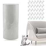 Katze Kratzschutz Sofa, Kratzschutz Tür Katze, Transparent Anti Kratz Tape mit 30 Schrauben, Katzen Kratzschutz für Möbelschutz für Sofa, Tür, Tisch, Möbel (20 * 300 cm)
