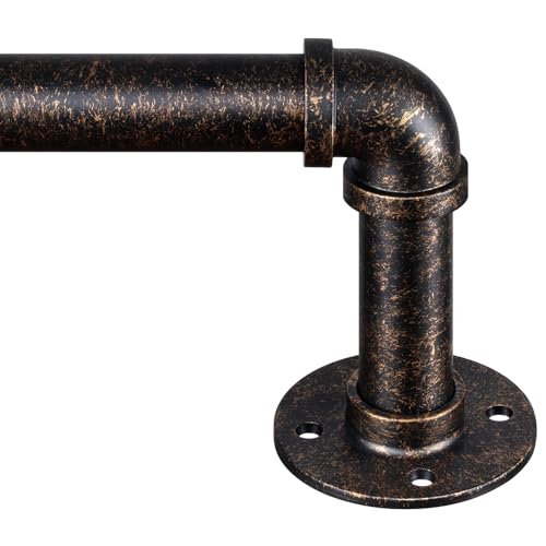 Zeerobee Curtain Rods 72-144", 1 Inch Industrial Vintage Bronze Curtain Rod
