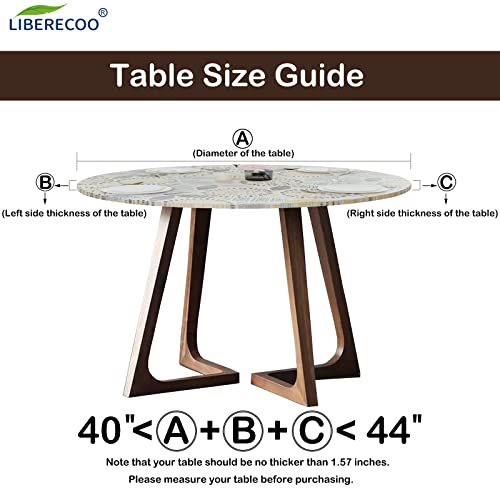 Liberecoo Round Vinyl Fitted Tablecloth With Flannel Backing Elastic Edge Plastic Table Cover Waterproof Table Cloth Stain-Resistant Wipeable For 40"-44" Round Table #TOP1