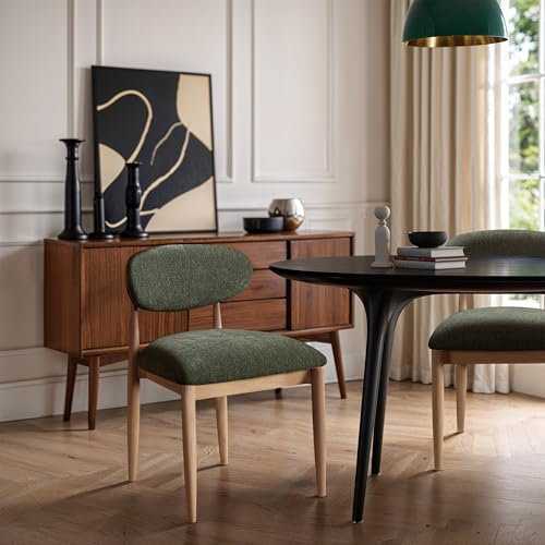 Meridian Furniture 11021Olive-SC Riccio Collection Modern | Contemporary Dining Side Chair with Olive Performance Polyester, Ash Wood, Iron, 21" W x 20" D x 29.5" H, Olive, Set of 2 by Meridian Furniture - Image 2