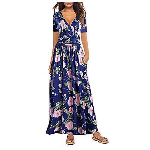 Robe de fête col en V élégante bleu roi taille 60 aux finitions couture