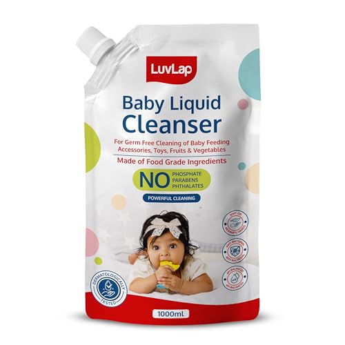 LuvLap Baby Liquid Cleanser Refill pack- 1000ml, For cleaning feeding bottle, cutlery, toys, fruits & vegetables, Kills 99.9% Germs, pH Balanced Dermatologically tested formula, No harsh chemicals