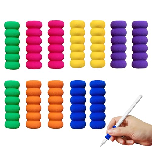 12PCS Pencil Grips for Children 6 Colours Sponge Easy Grip Ergonomic Writing Training Grip Pen Holder Grips Pencil Grips Pen Grips for Handwriting Suitable for Student Adult to Reduce Finger Pressure