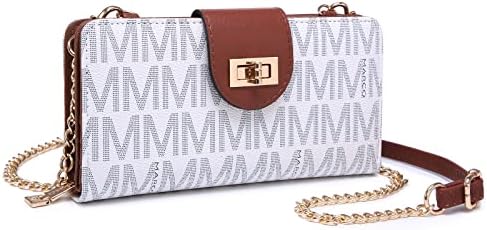 Women Fashion Small Crossbody Shoulder Bag Cell Phone Zip Wallet Purse and Handbags Clutch Credit Card Holder with Chain Strap, White, Women Shoulder Bag
