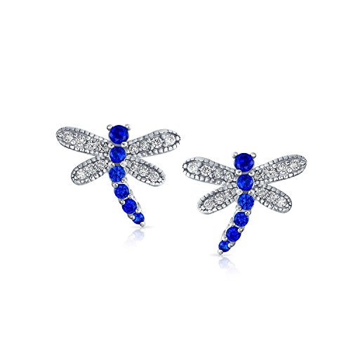 Zircone Cubique Bleu Minuscule Jardin Libellule Papillon Pave CZ Clous Et Puces D'Oreille Pour Femme Adoles En Argent