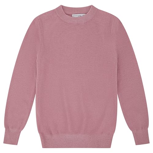 Image of CUNYI Boys Girls Crewneck Sweater Long Sleeve School Uniform Pullover Thermal Wool Solid Knit Top