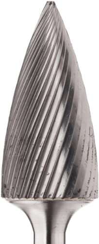 PFERD Tree Carbide Bur, Uncoated (Bright) Finish, Single Cut, Point End, 1/4