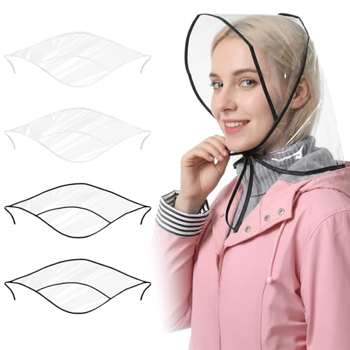 Ptwola 4 Pcs Women's Rain Bonnet with Visor Clear Waterproof Rain...