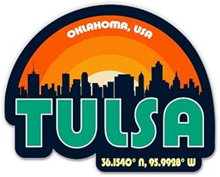 Squiddy Tulsa Oklahoma City Skyline - Vinyl Sticker Decal for Phone, Laptop, Water Bottle (3" Wide)