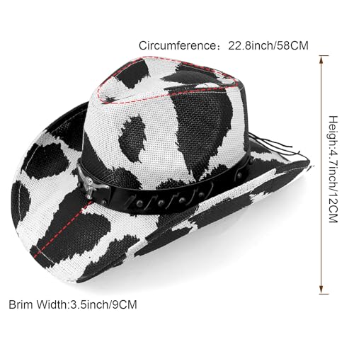 Image of Western Straw Cowboy Hats for Men & Women, Wide Shapeable Brim Cowgirl Sun Hat