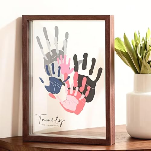 JETSUNDA Family Handprint Kit DIY Keepsake Frame Hand Prints Gift Set Handprint and Footprint Kit for New Parents New Mum Gift and Family Gifts