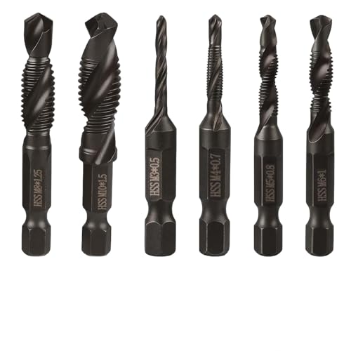 6-teiliges Kombi-Bohrer Und Gewindeschneider Set, Gewindebohrer Set M3 M4 M5 M6 M8 M10, Mit Rostschutzbeschichtung, Für Metall Und Holzprojekte, Werkstatt Und Industrielle Anwendungen