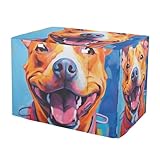 RPLIFE Painting Orange Pitbull Dog Pet Cage Cover with Mesh Windows, Washable Indoor Dog Crate Cover for Medium Dogs, Large