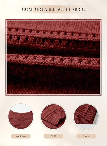 Image of SHEWIN Women's Sweaters Crew Neck Crochet Sweater Lightweight Knit Long Sleeve Tops Shirts Loose Fit Spring 2026