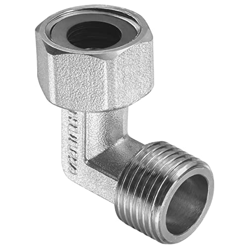 M METERXITY 90 Gradi Gomito - Raccordo per Tubo 90 Gradi, L Forma Raccordo per Tubo con Sigillatura Guarnizione, Applica a Aria Acqua Gas, (G1/2 Maschio a Femmina Filo, Argento)