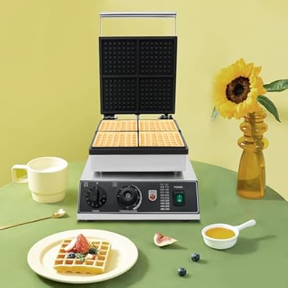 Waffeleisen, Waffelautomat, 1700W Waffel Maker für 4 Waffeln, Elektrisch Waffelmacher mit Antihaftbeschichtete Platten Edelstahl & Temperaturregelung – Bild 4