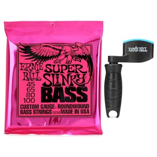 Ernie BallÊ2834 Super Slinky Nickel Wound Electric Bass Guitar Strings with Pegwinder - .045-.100