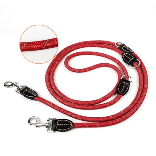 Trhillsbrad Guinzaglio per cani, 5 m x 14 mm, regolabile, per cani di taglia media, multifunzione, doppio guinzaglio, robusto, rosa