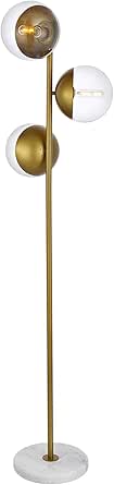 Eclipse 3-Light Floor Lamp in Brass &amp; Clear