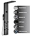 BWE LED Shower Panel,Black Rainfall Shower Panel Tower System,Stainless Steel Shower Tower with Massage Body Jets Tub Spout Wall Mounted Shower Fixtures with Temperature Display
