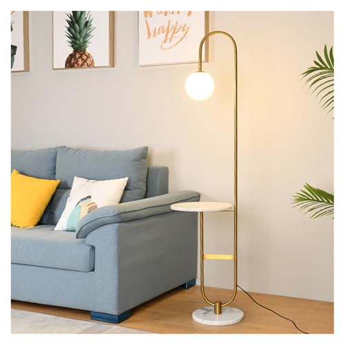 Lámpara de pie de arco LED con base de mármol noble y mesita 5