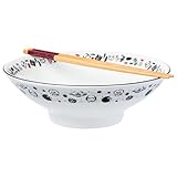 Silver Buffalo Star Wars Ceramic Ramen Bowl with Chopsticks Featuring Darth Vader, Yoda, Chewbacca, the Death Star, and Stormtroopers, 30 Ounces