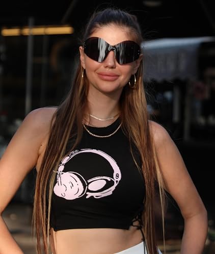 Oversized Sunglasses Womens Mens Fashion Rimless Y2k Shades Trendy Shield Wrap Around Sun glasses3