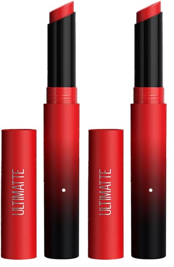 Image of Maybelline New York Lipstick, Matte Finish, Bold Colour, Enriched With Jojoba Oil, Color Sensational Ultimattes, 199 More Ruby, 1.7g (Pack of 2)