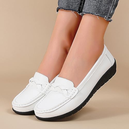 Image of Women Loafers Flexible Breathable Slip-On Comfortable Sole Low Wedge Loafers for Women Ladies Shoes for Walking