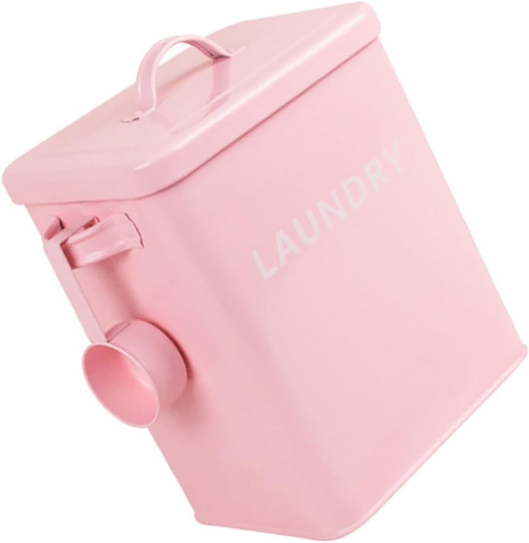 Multi-functional Flour Storage Container with Spoon Durable Food Holder for Rice Cereal and More Capacity Pink Iron Design for Kitchen Organization