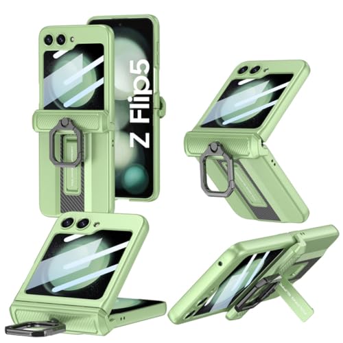 Coque rigide Samsung Z Flip 5 vert matcha avec support pour vos appels vidéo