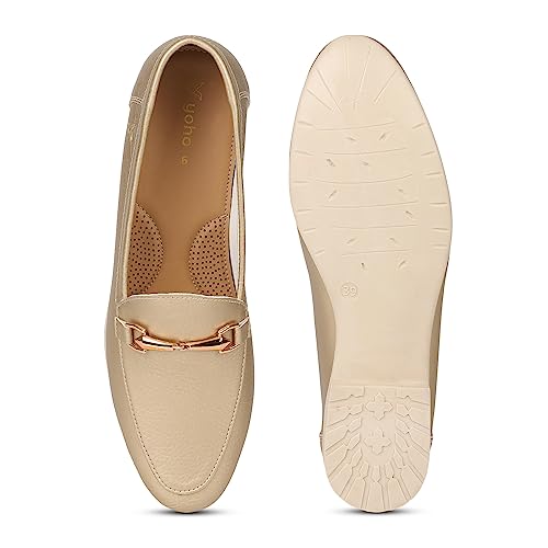 Image of YOHO Bliss Comfortable Slip On Formal Buckle Loafer for Women | Stylish Fashion Moccasins Range | Cushioned Footbed Finish | Flexible and Office Wear Shoe