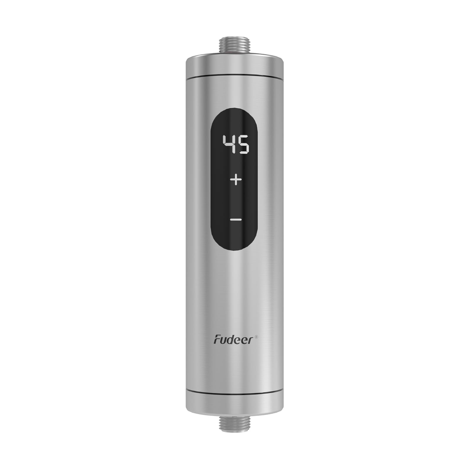 Fudeer 220V 5.5Kw Stainless Steel Instant Electric Water Heater, Mini Tankless Water Heater with Digital Display for Kitchen/Bathroom Sink, Under/Above Counter, Adjustable Temperature 30-45℃(Silver