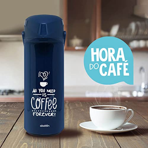 Garrafa Térmica de Café Aladdin com Ampola de Vidro Massima Coffee Forever 1 Litro Vermelha/Azul