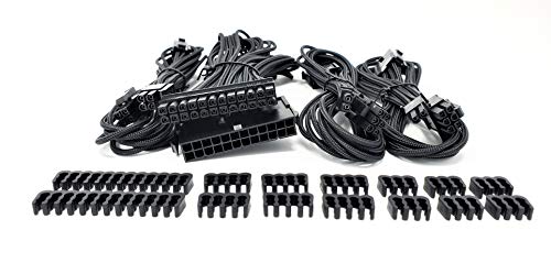 Micro Connectors Premium Sleeved PSU Cable Extension Kit – Black