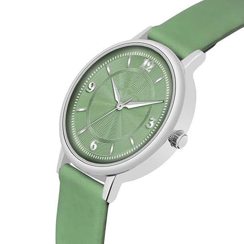 Image of Acnos 6 Colors Dial Leather Strap Quartz Analog Watch for Women - Classic & Stylish