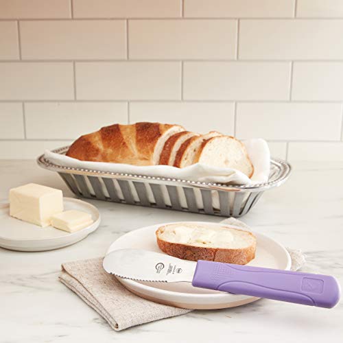 Image of Mercer Culinary Millennia Wavy Edge Spreader, 3.5 Inch Blade, Purple Handle