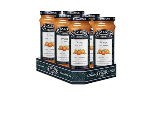 St. Dalfour Orange Fruit Spread 284g – No Added Sugar, 100% Real Fruit, All-Natural Jam Alternative, Vegan, Gluten-Free, Non-GMO, Made in France - Bulk Pack 6 x 284g