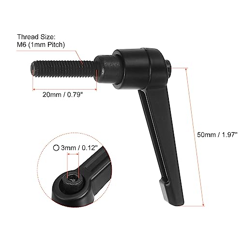 Image of HARFINGTON 6pcs Adjustable Clamping Lever Handles M6 x 20mm Male Thread Bolt Knobs Rotating Screw Locking Quick Release Ratchet Push Button Handle, Black