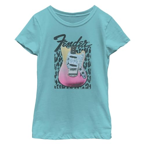 Girl's Fender Leopard Pink Guitar T-Shirt
