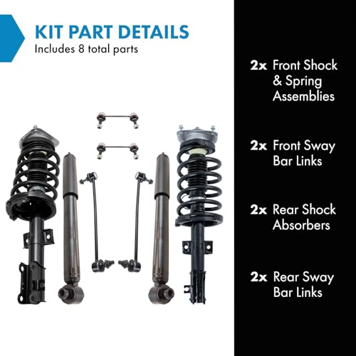 Image of TRQ Front and Rear Suspension Kit Complete Strut & Coil Spring Assembly Shock Absorber Sway Bar Stabilizer Link Compatible with 2003-2014 Volvo XC90