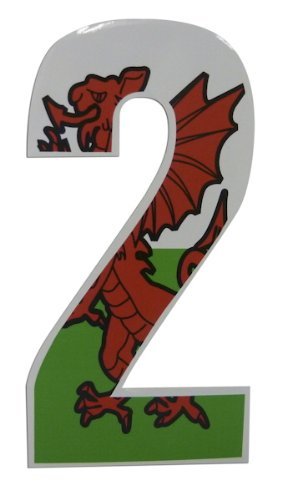 Self Adhesive Wheelie Bin Numbers 17cm - 2 - Welsh Dragon Design