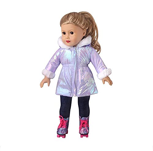 DUORUIMI Doll Clothes Winter Outfit Long Coat Jacket for American Girl Doll 18 inch, Purple