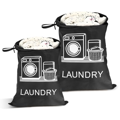 Staranry Lot de 2 Sacs à Linge Sales, Sac Linge Sale Voyage Pliables, Sacoche à Linge Imperméables, 2 Tailles avec Fermeture Éclair, pour Camping, Hôtel et Vacances